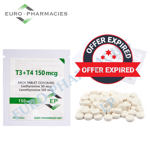 T3+T4 - (T3-30mcg + T4-120mcg) -150mcg/tab, 50 pills/bag - Euro-Pharmacies - USA