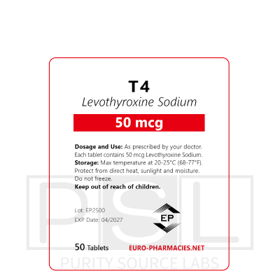 T4 - 50mcg/tab, 50 pills/bag - Euro-Pharmacies - USA