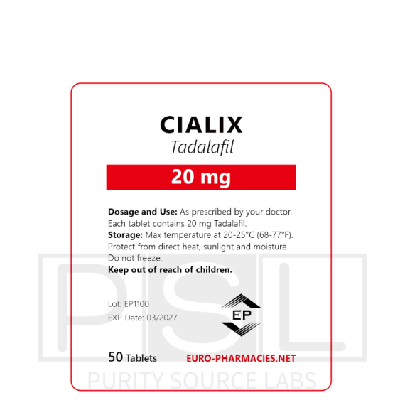 Cialix (Tadafil) - 20mg/tab, 50 pills/bag - Euro-Pharmacies